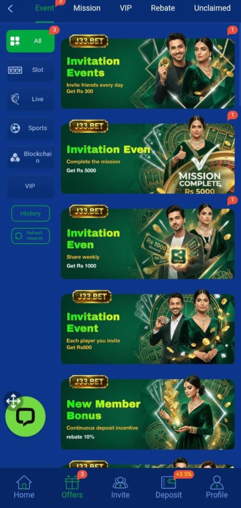 J33 Bet Game Bonuses