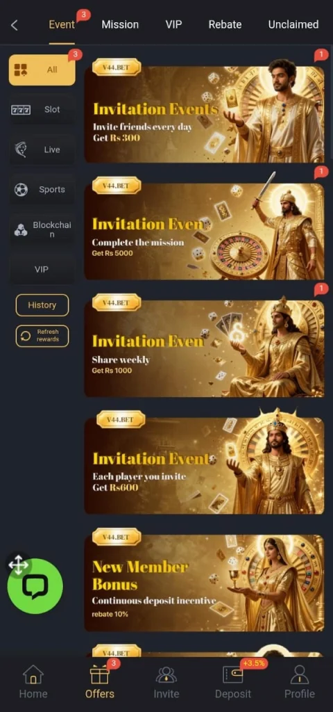 V44 Bet Game Bonuses