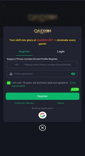 Qaidi 804 Game Account Register
