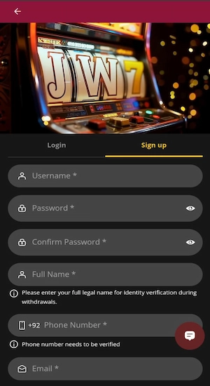 JW7 Game Register Account