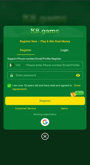 K8 Game Register Account
