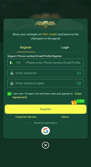PK8 Game Register Account