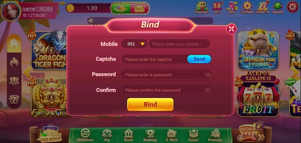 WA777 Game Account Bind