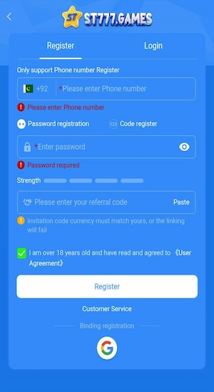 ST777 Game Register Account