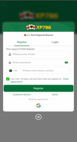 XP786 Game Register Account