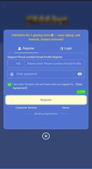 Y444 Bet Game Register Account