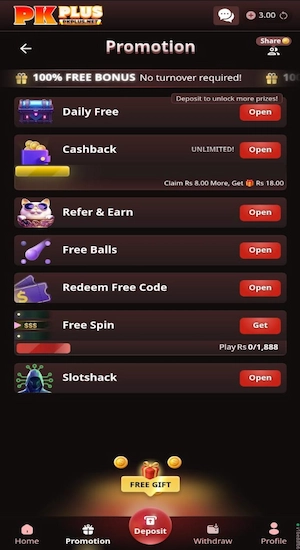 PK Plus Game Bonuses