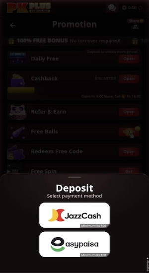 PK Plus Game Deposits